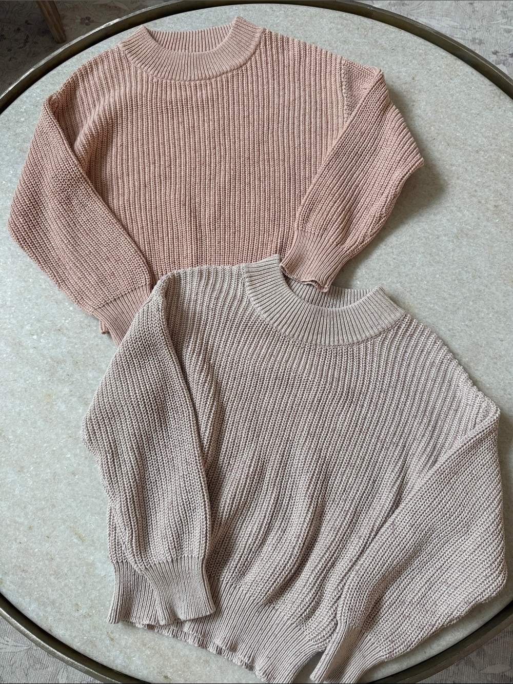 Jamie Kay Crewneck Sweaters in Blush and purple set of 2